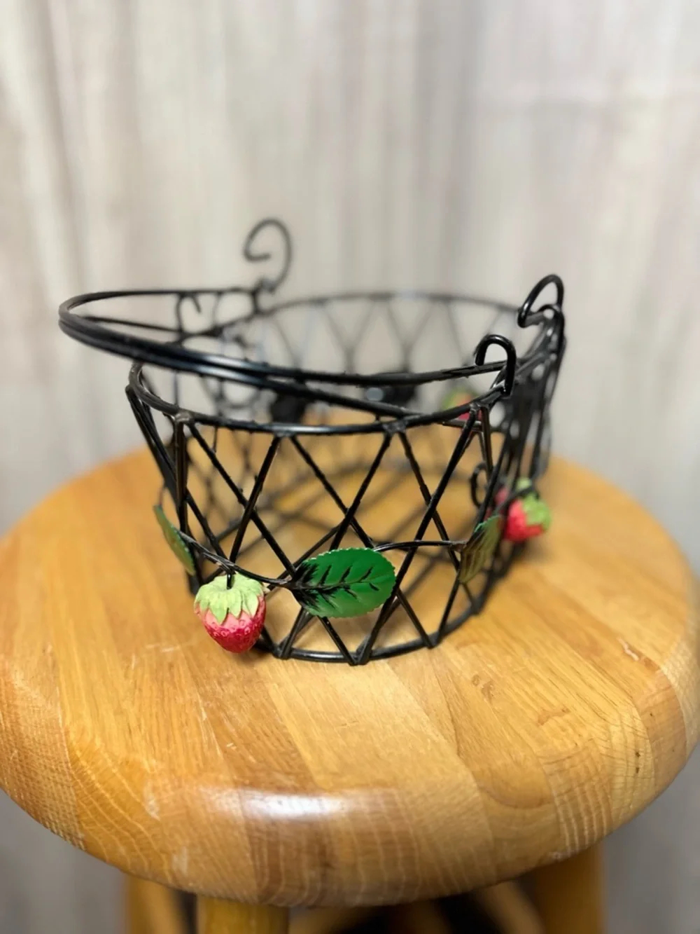 Decorative Black Metal Strawberry Wire Basket - Home Accents Vintage